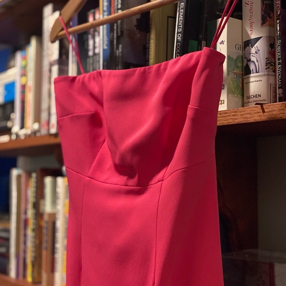 Cinq a Sept Luna dress. Strapless Gown. Hot Pink - Picture 3 of 6